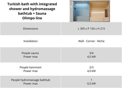 dimensions sauna with hammam olimpo